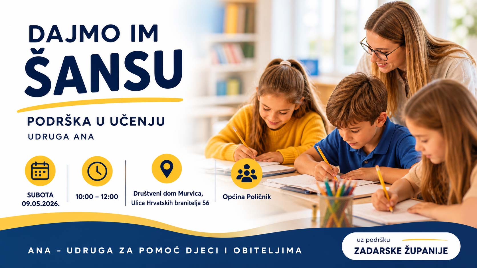 Podrška djeci u učenju u općini Poličnik – program „Dajmo im šansu” u Murvici